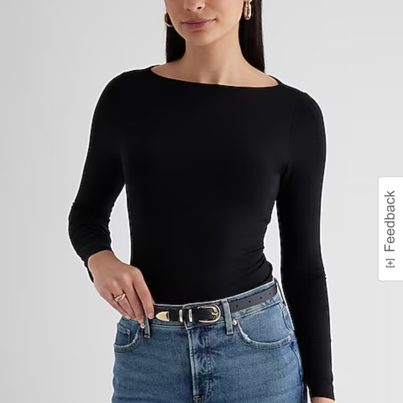 EXPRESS SUPERSOFT FITTED BOAT NECK LONG SLEEVE TEE - Picture 1 of 3